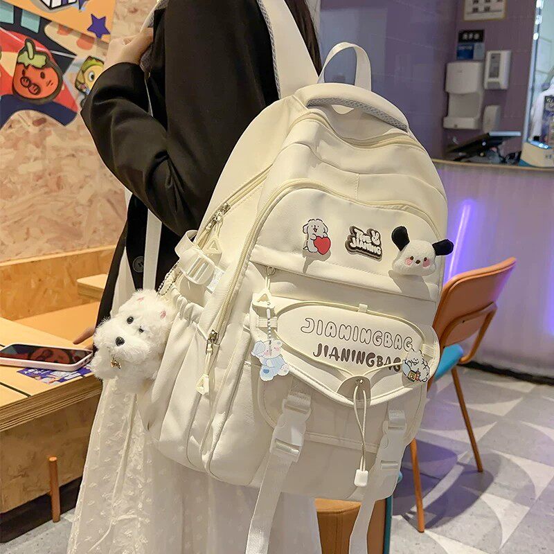 学院风双肩背包女生大容量牛津布休闲书包甜美校园旅行轻便背包潮
