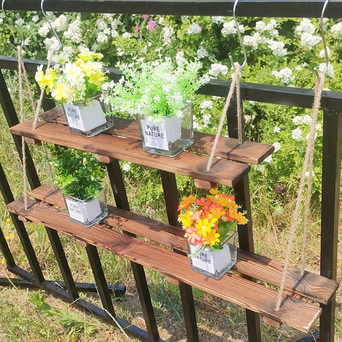 悬挂式栏杆花架防腐实木多肉