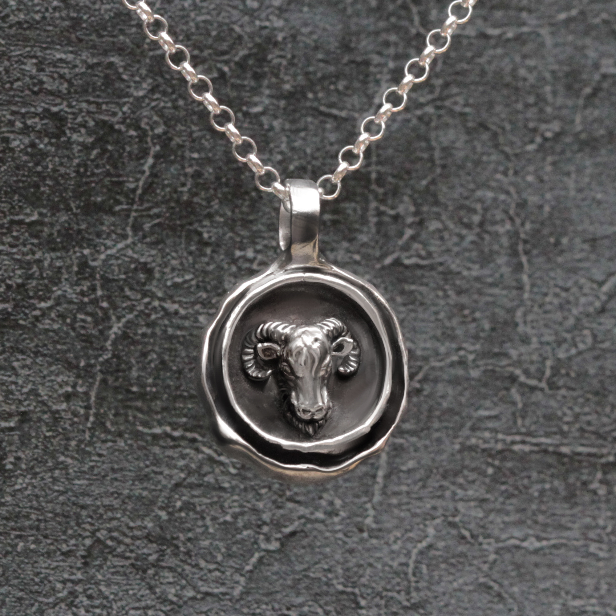 99足银生肖羊随形牌子小吊坠纯银项链白羊座个性原创设计立体浮雕