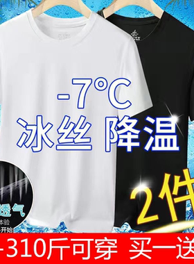 冰丝网眼t恤男夏季短袖男白色t宽松大码男装速干透气运动t恤男男t