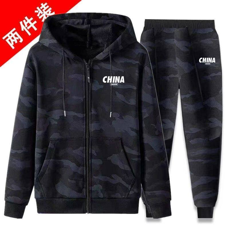 中青年晨跑锻炼运动套装男士宽松特大码耐脏工地劳保服工作用两件