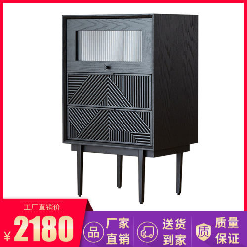 设计师款黑色斗柜靠墙储物柜