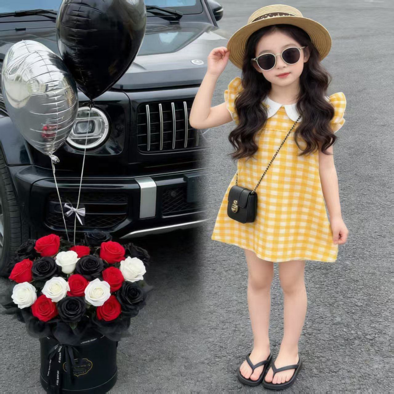 2026款夏季新款格子女童小童洋气连衣裙甜美夏装宝宝公主儿童裙子