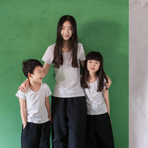 夏棉质圆领度假母女母子亲子T恤