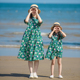 度假印花棉布母女短袖 夏女童新中式 连衣裙 134课 小乐往原创亲子装