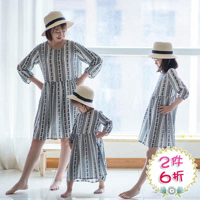 With children 60 Lesson[Hide? Interest]Ethnic style printing Button- Dress Easy Mother and daughterin the Children/Baby/Family fitted , Family fitted/Parenting Fashion  category - from Buy2taobao.com to provide professional Taobao agent buy service