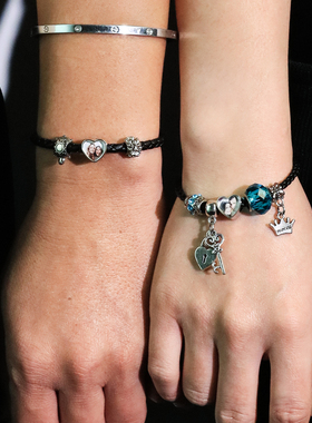 潘系列S925银定制情侣照片手链