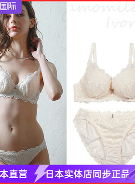 日本安秀丽 蕾丝聚拢简约文胸套装 舒适透气轻奢文胸底裤 ibt360