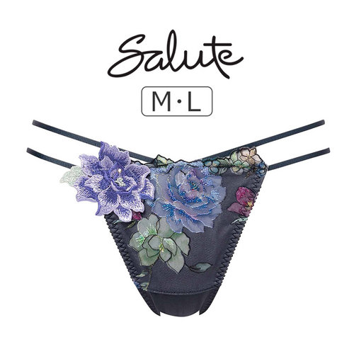 SALUTE玫瑰刺绣贴花性感丁字裤