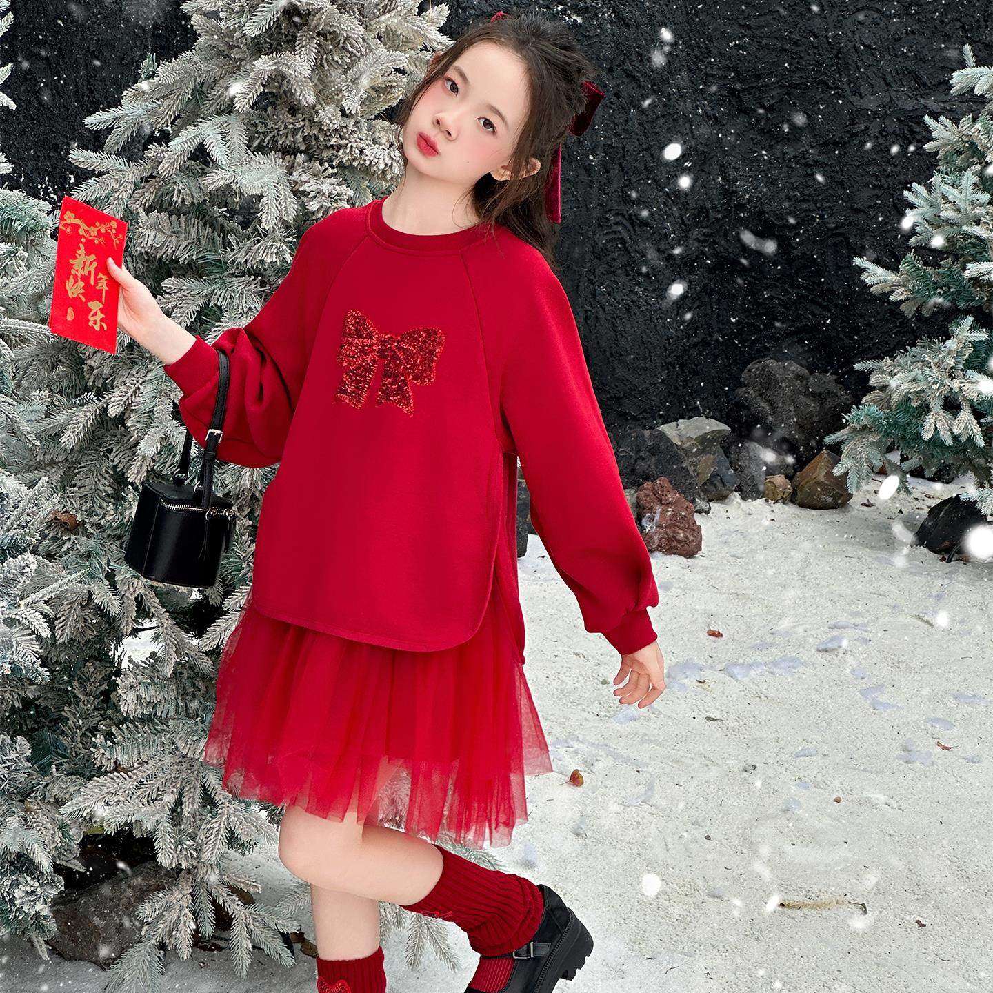 女童超好看冬装裙子红色喜庆新年衣服女孩连衣裙高级感公主裙洋气,童装/婴儿装/亲子装,连衣裙,淘宝优惠券,粉丝福利购,淘宝优惠卷