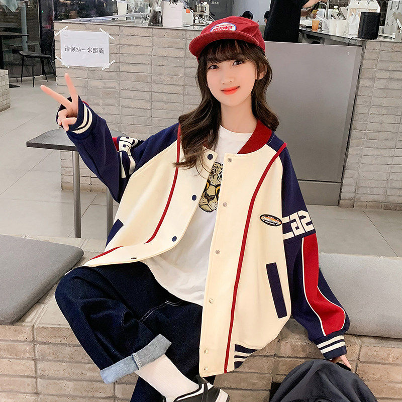 女童外套春秋网红新款韩版2025女孩洋气撞色拼接中大童春装棒球服,童装/婴儿装/亲子装,普通外套,淘宝优惠券,粉丝福利购,淘宝优惠卷