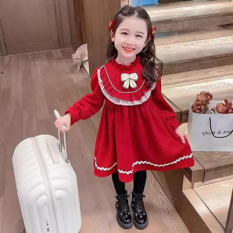 女童连衣裙秋冬季儿童红色拜年裙子中大童甜美花朵加绒加厚公主裙,童装/婴儿装/亲子装,连衣裙,淘宝优惠券,粉丝福利购,淘宝优惠卷