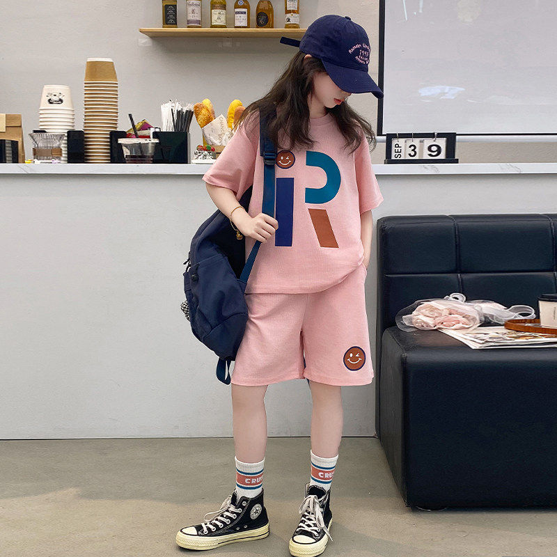 女童夏季短袖套装2024新款大童洋气网红t恤儿童时髦夏装运动短裤,童装/婴儿装/亲子装,套装,淘宝优惠券,粉丝福利购,淘宝优惠卷