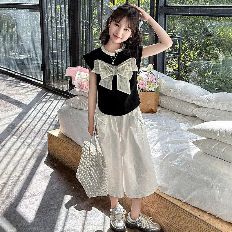 女童夏季套装2025新款中大童休闲甜美蝴蝶结短袖上衣裤子两件套薄,童装/婴儿装/亲子装,套装,淘宝优惠券,粉丝福利购,淘宝优惠卷