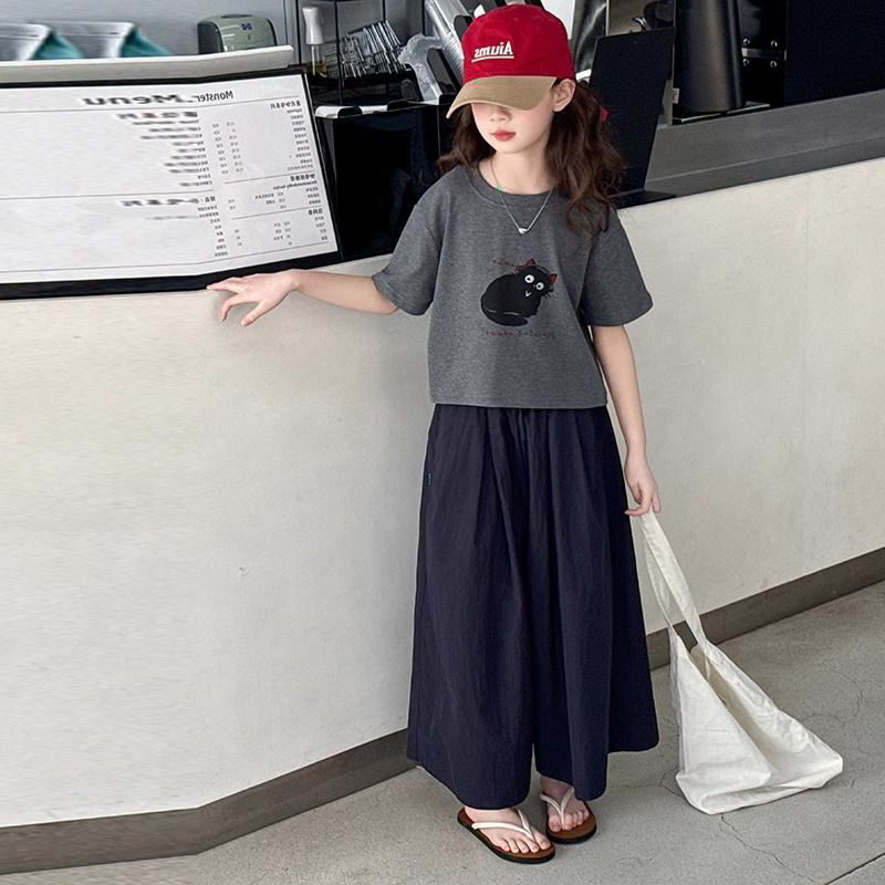 女童甜酷套装夏季2025新款中大童时尚百搭短袖T恤阔腿裤两件套薄,童装/婴儿装/亲子装,套装,淘宝优惠券,粉丝福利购,淘宝优惠卷