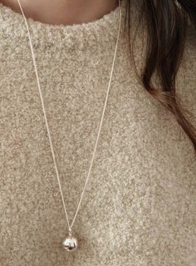 925纯银光面圆球圆珠项链女生