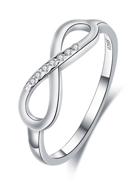 925纯银镶钻8字爱无穷大戒指女
