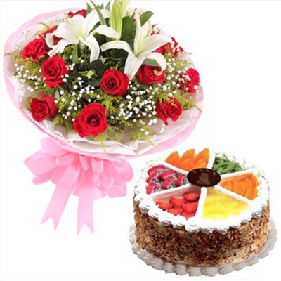 南宁青秀区鲤湾路万达火车东站丽原天际红玫瑰蛋糕鲜花店同城速递