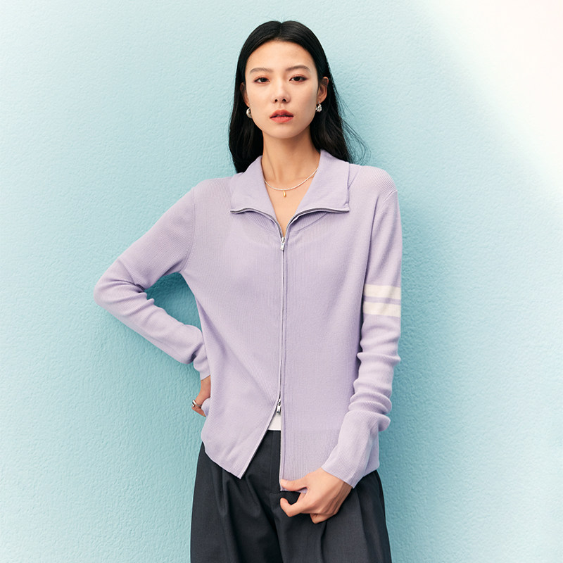 【然姐come_on】新澳纱线翻领两条杠羊毛开衫女拉链洋气时尚外套,女装/女士精品,毛针织衫,淘宝优惠券,粉丝福利购,淘宝优惠卷