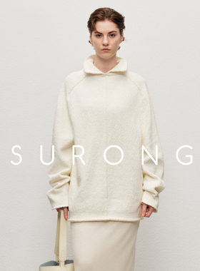 SURONG高领双面穿针织套衫女秋冬新款纯棉高级设计感宽松厚款上衣