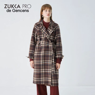 卓卡收腰chic风长款羊毛呢外套