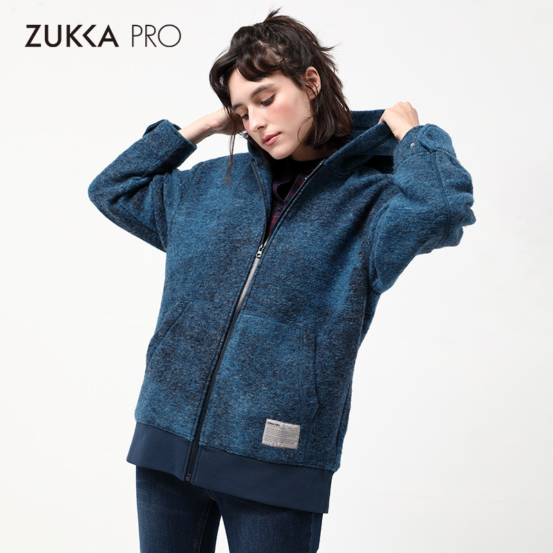 ZUKKA PRO卓卡女装冬季新款时尚简约连帽外套宽松保暖大衣女