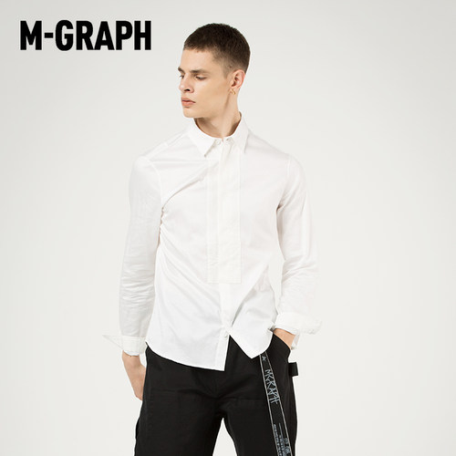m-graph卓卡潮牌拼色牛仔布衬衣