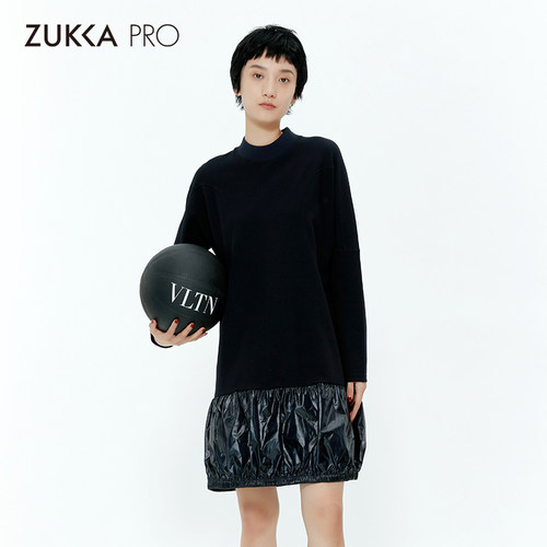 女装时尚长袖套头中长款连衣裙