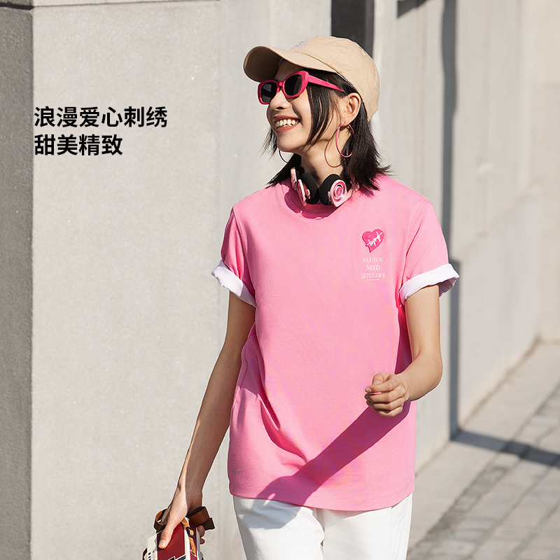 李宁凉茶女子丨冰感舒适宽松短袖文化衫AHSU658-2