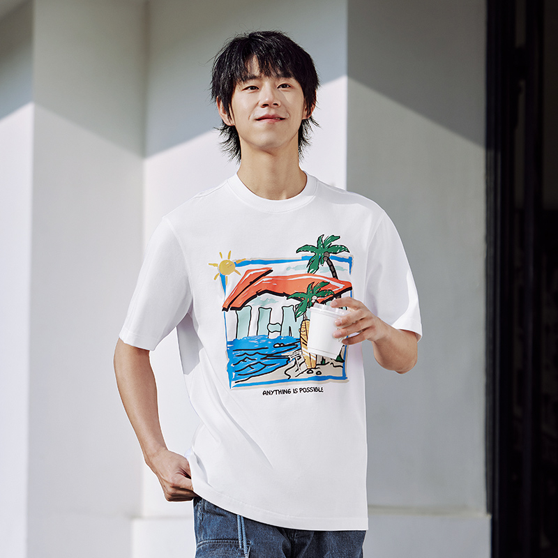 李宁运动丨时尚系列男子短袖文化衫AHSU713-2