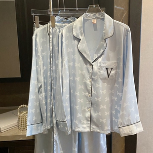 维多何穗同款真丝绸缎面料睡衣女春秋季薄款长袖高级感家居服秘密