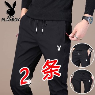潮流加绒直筒弹力运动长裤 花花公子裤 韩版 百搭休闲裤 子男秋冬新款