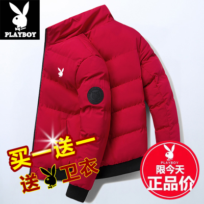 花花公子加厚羽绒服男士短款冬季