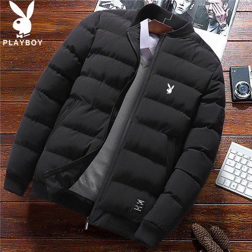 花花公子男士冬季羽绒短款棉服