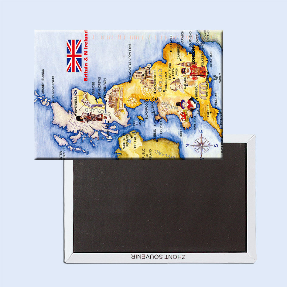 卡通英国地理图20849 磁性冰箱贴 旅行纪念品 导游礼物  个性创意