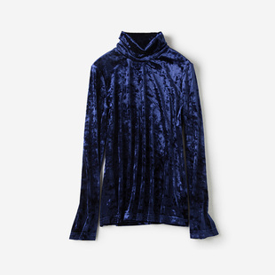 高领长袖 华丽闪闪顺滑细腻丝绒 包邮 套头基础上衣女秋 半价