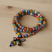 景德镇陶瓷珠全珠108颗佛珠夏季 手链五彩石手串 款