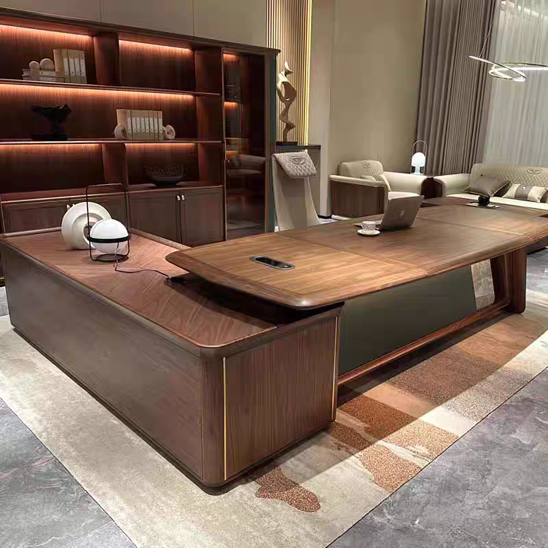 新中式办公桌老板室实木
