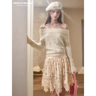 清新糯糯棉「毛衣围巾碎花裙」慵懒温柔套装 银河万岁 费尔岛