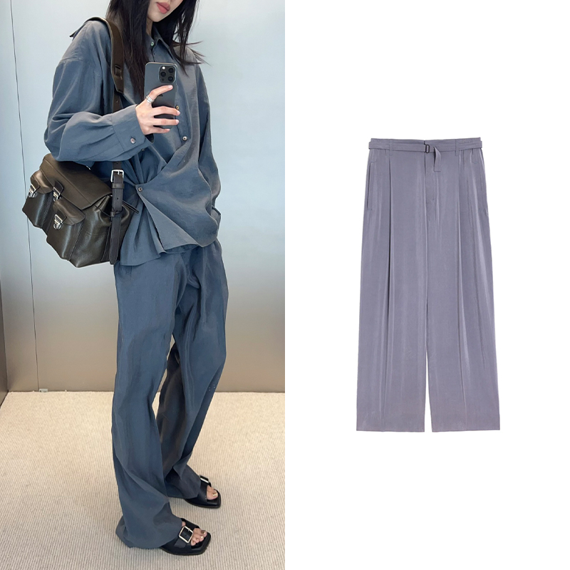 Lemaire  沥青色丝绸混纺长裤 英现