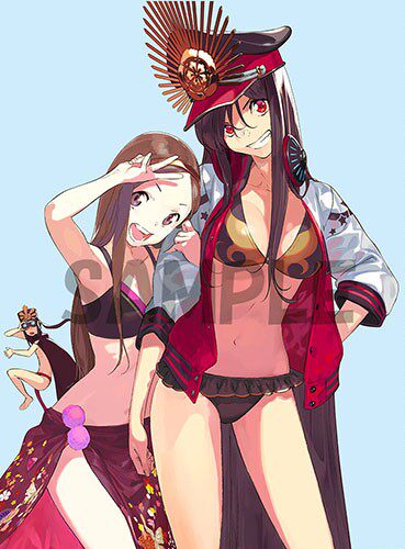 【现货】fgo四周年 pako插画 织田信长 茶茶 信胜 水着泳装b2挂画