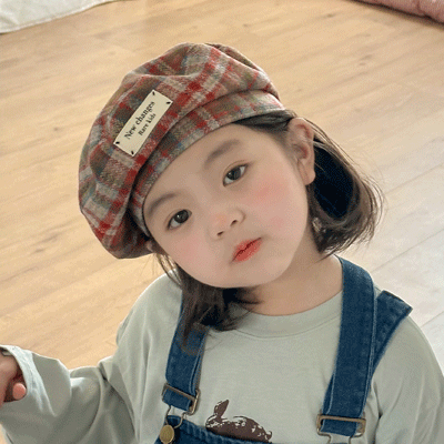 春秋季儿童百搭潮流贝雷帽男女童休闲时尚画家帽宝宝复古做旧帽子