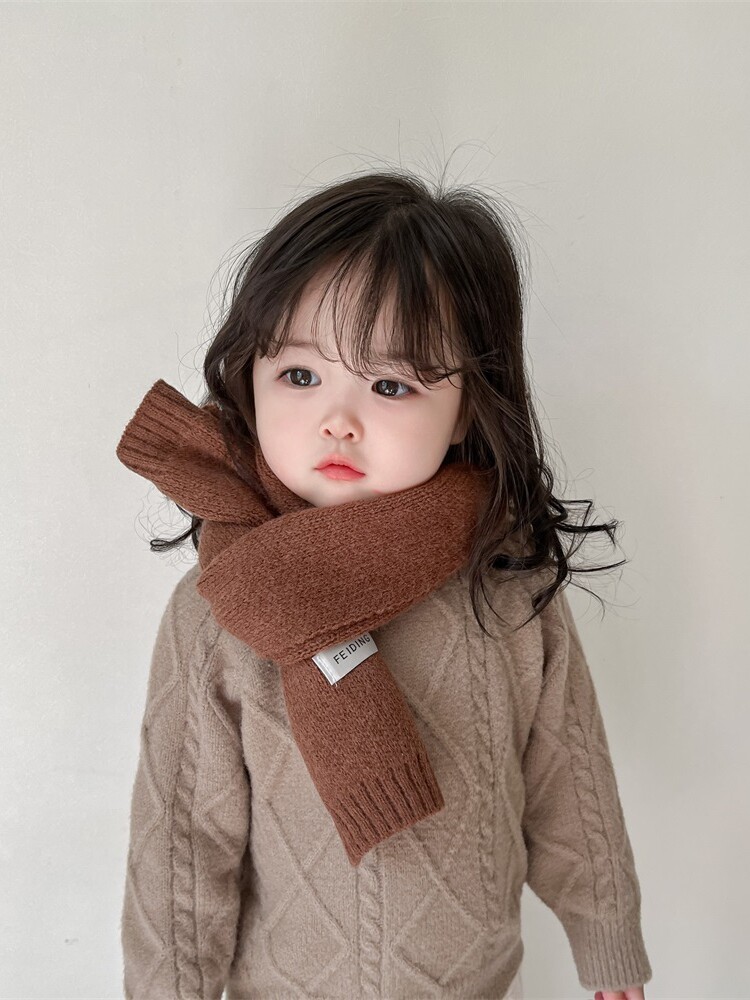 1-3-5 세 어린이 스카프 소녀 가을 겨울 모직 목 보호대 길고 두꺼운 소년과 소녀 INS 한국어 버전  목 스카프