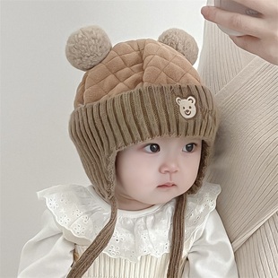 1岁小宝宝护耳帽可爱雷锋帽保暖新生儿胎帽 8个月婴儿帽子冬季
