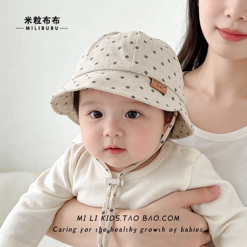婴儿春秋韩系波点大檐防晒渔夫帽