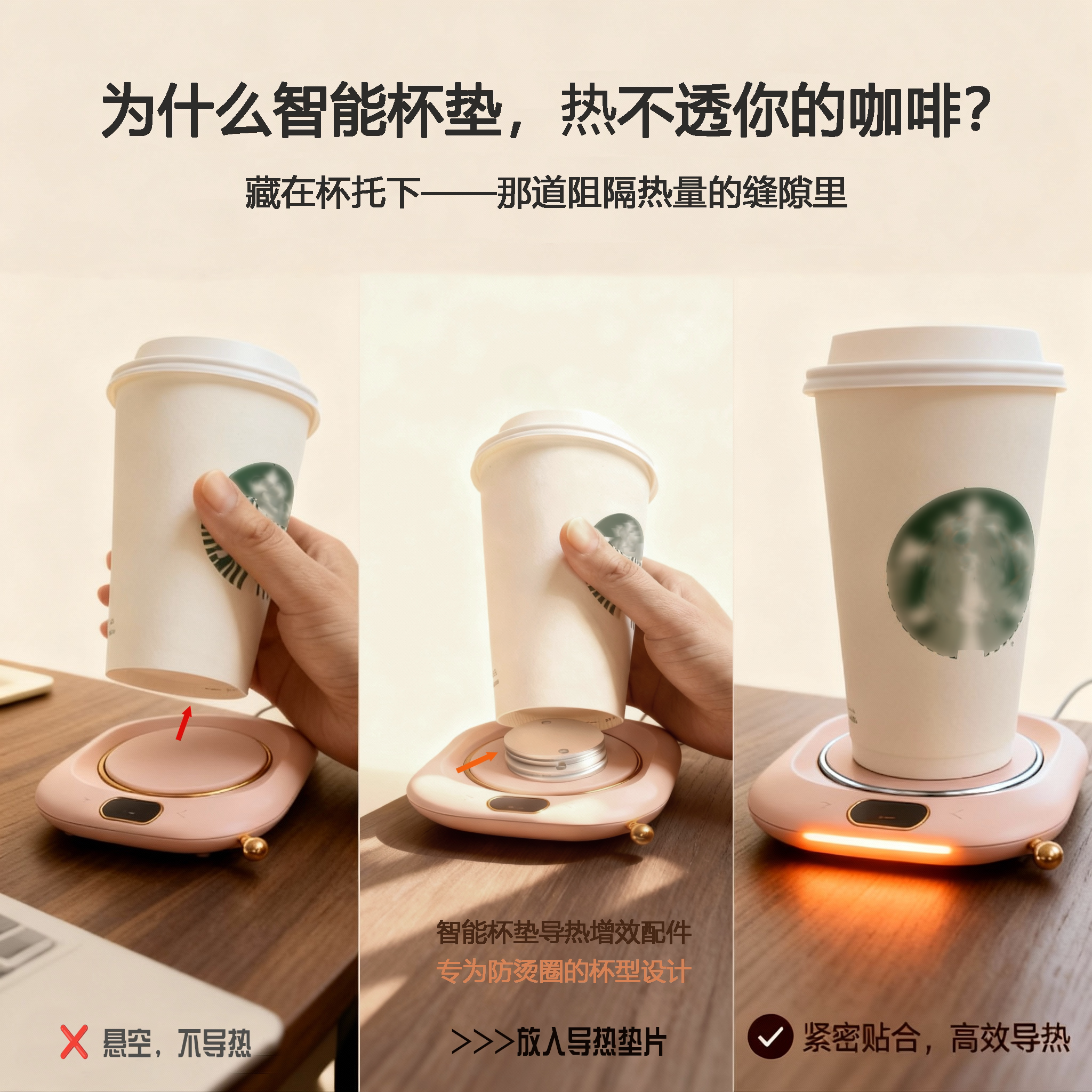 智能杯垫配件 杯垫导热片  纸杯可加热 奶茶咖啡保温神器恒温50℃
