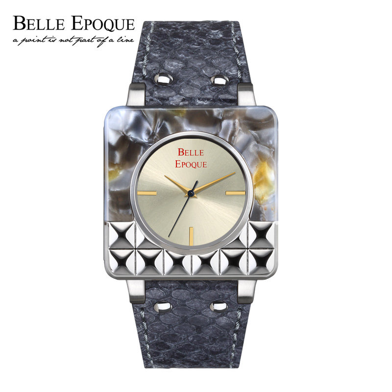品牌belle epoque方形情侣手表时尚潮流创意防水真皮带男表be包邮