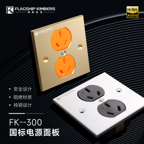 全铜设计 旗舰金宝国标电源面板86x86墙插HIFI音响家用装修 插座