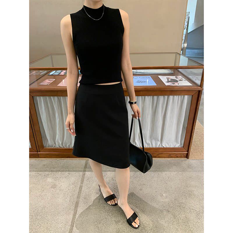 IAMJAM“黑色半身裙”2026夏季新款气质通勤高腰a字显瘦百搭短裙