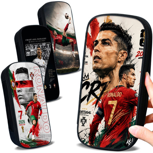 CR7C罗同款帆布笔袋学生铅笔盒大容量文具袋多层高颜值初中生笔盒